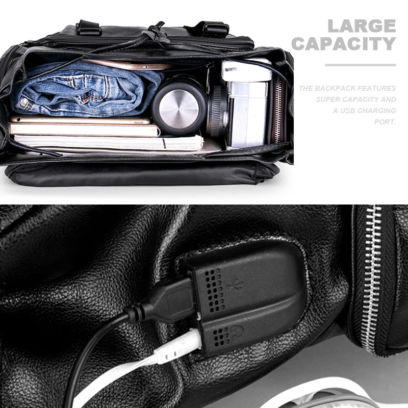 Рюкзак для путешествий мужской из искусственной кожи водонепроницаемый с