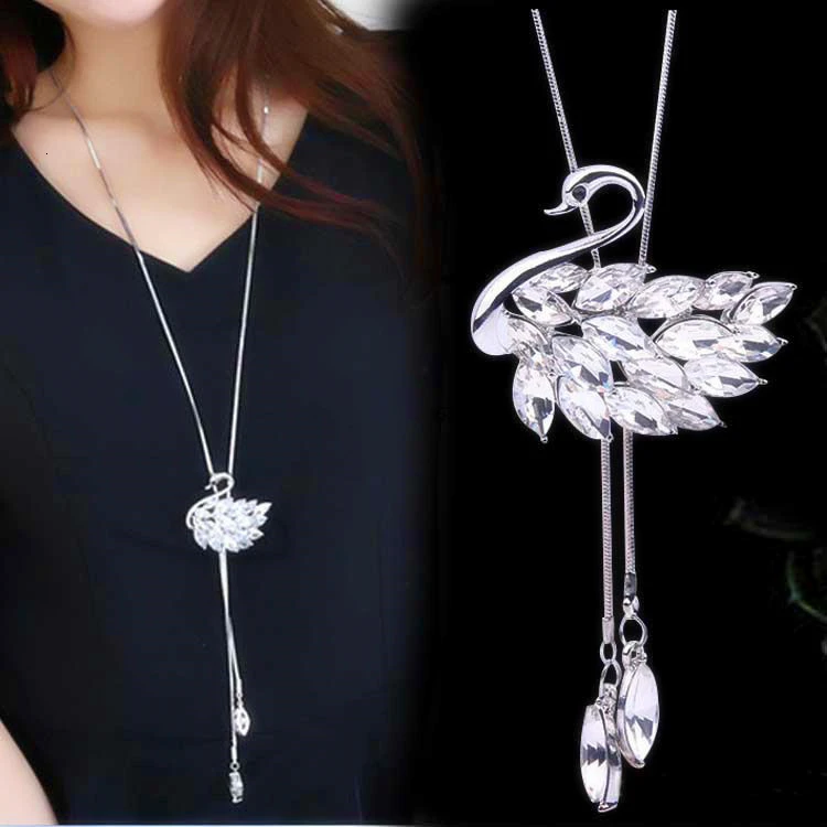 White Swan Массивное Макси Модное Длинное ожерелье s& Кулоны для женщин модное геометрическое ожерелье Ювелирное колье Женские аксессуары для воротника - Metal Color: White Swan