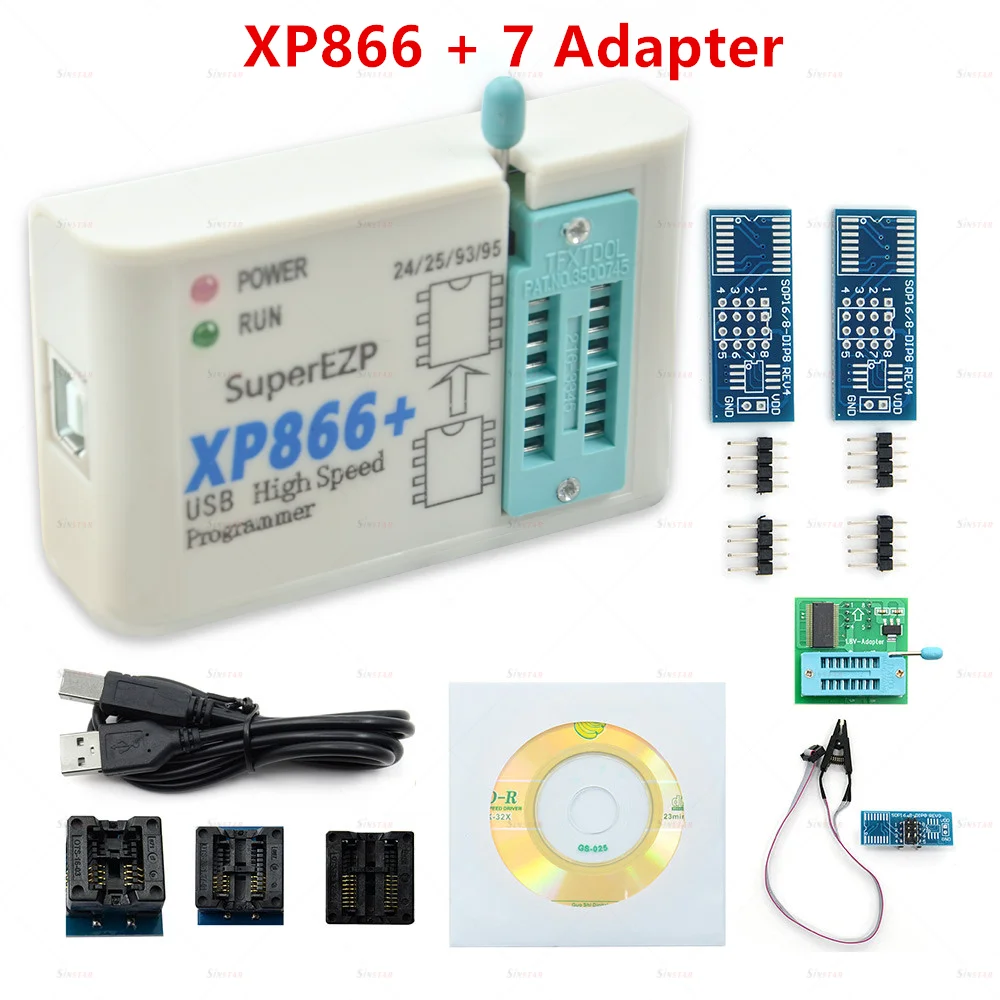 Программатор XP866 USB SPI + 12 адаптеров поддержка 24 25 93 95 EEPROM Flash Bios для Windows 2000 XP Vista 7 8 10