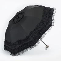 lace women rain umbrella sun parasol mujer black parasol folding princess guarda chuva invertido uv protection decoration