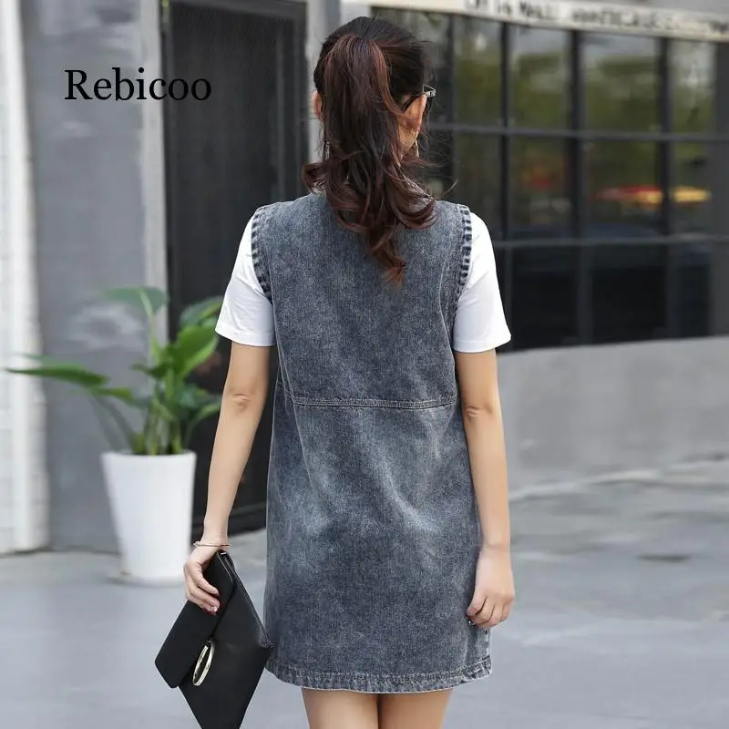 

2019 new fashion Korean casual long section denim jacket vest vest vest