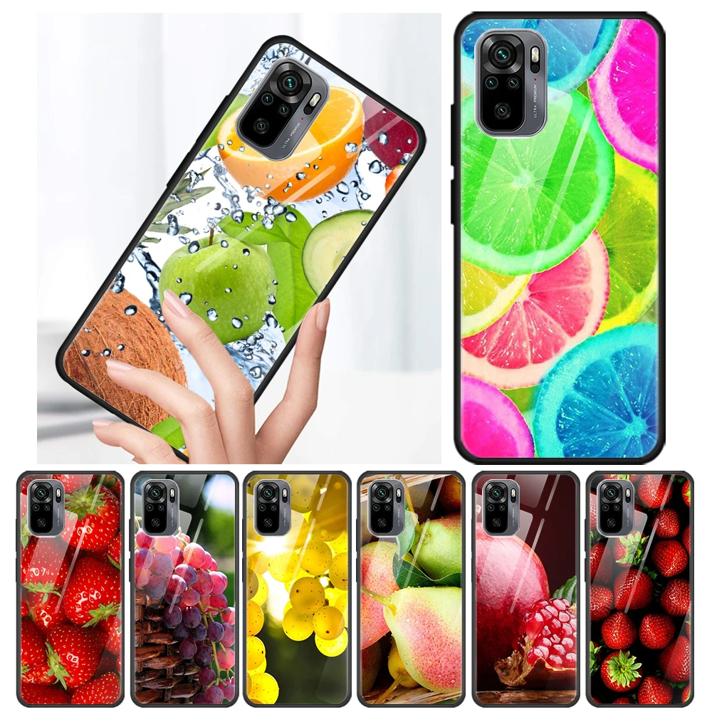 

Summer Fruit Tempered Glass Cover For Xiaomi Redmi Note 10 10S 9 9T 9S 8T 8 9A 9C 8A 7 Pro Max Phone Case
