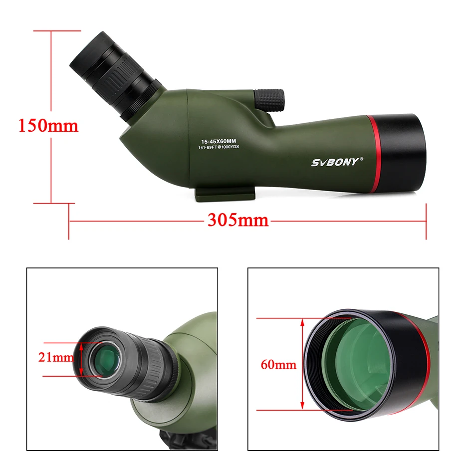 SVBONY SV19 телескоп 15-45x60 Зрительная труба водонепроницаемый BAK4 призма полностью многослойный объективный объектив для стрельбы и стрельбы из лука