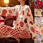 Новинка зимняя фланелевая теплая Пижама корейский кавайный мультяшный пижамный комплект модная одежда для отдыха домашняя пижама женская одежда для сна