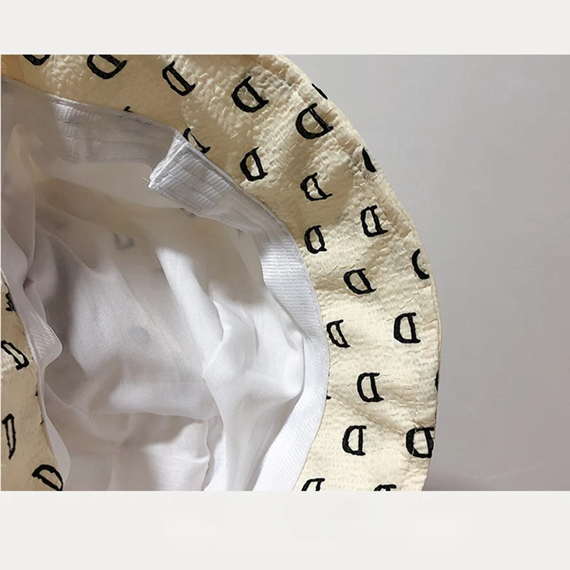 New Harajuku Printed Basin Hat Letter D Fisherman Hat Black White BucketHat For Women Summer Beach Thin Sun Hat Sunshade Panama