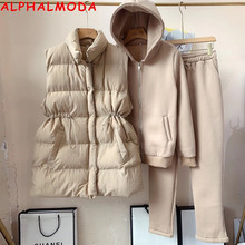 Pantalones Alphalmoda-chaleco acolchado con cremallera para mujer...
