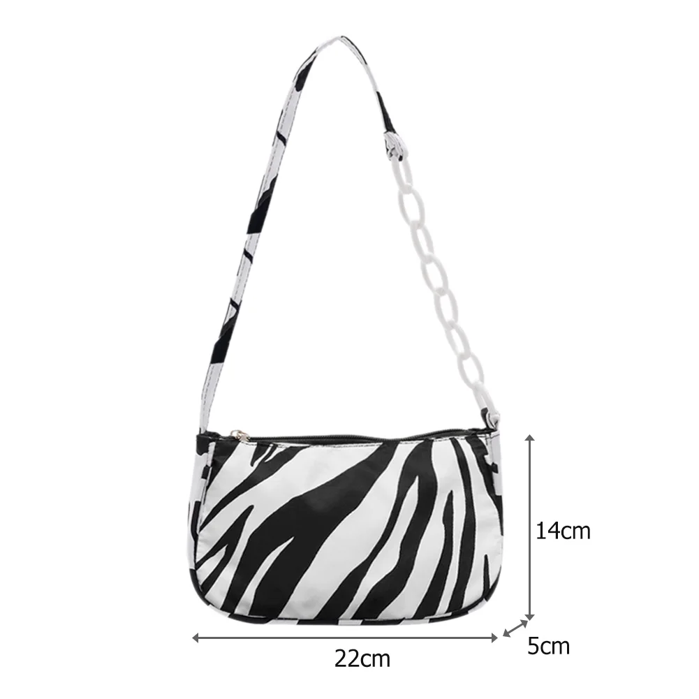 

Popular Simple Female Daily Bag Casual Zebra Pattern Women Shoulder Bags Female Nylon Purse Underarm Handbags