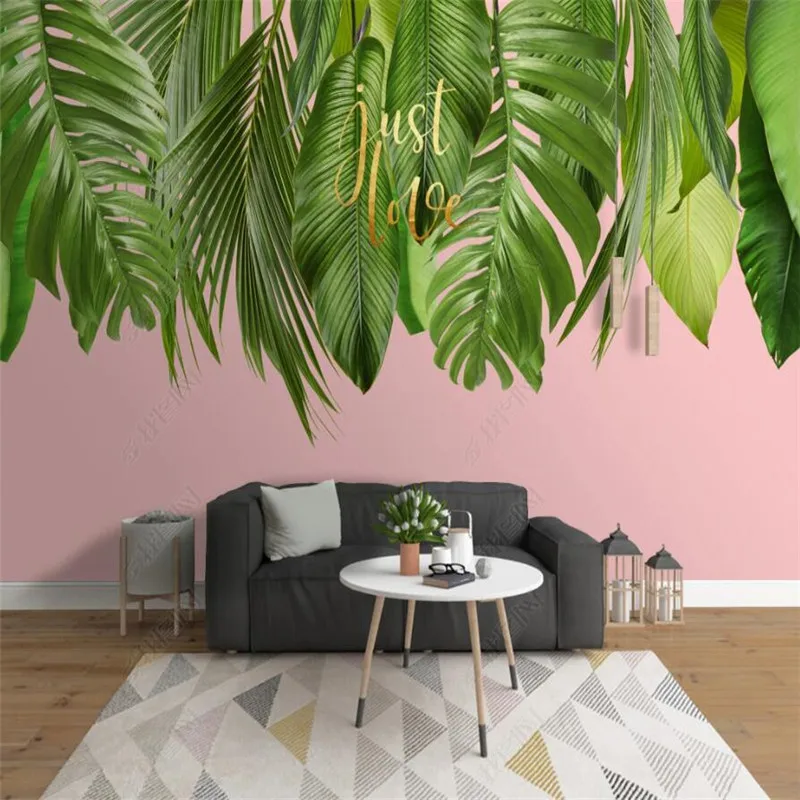 Custom Size Modern Rainforest Green Plants Leaves 3D Wall Paper Home Decor Mural Bedroom Self-adhesive Wallpaper | Обустройство дома