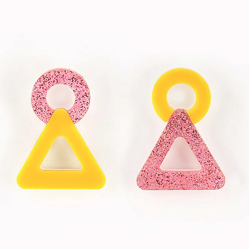 Серьги гвоздики женские геометрической формы круглые треугольные акриловые