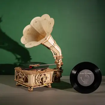 Classic Gramophone with Music - Wooden Model - Building Kits 5