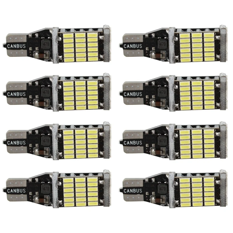 

8X T15 W16W 45 SMD 4014 LED Car Reverse Back Light Bulbs 6000K White