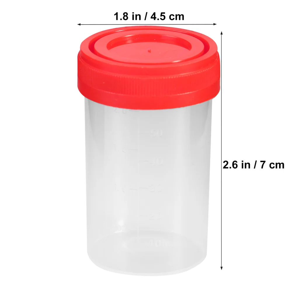 

20Pcs Practical Specimen Cup Urine Container 60ml EO Sterile without Lable Laboratory Use (Random Color)