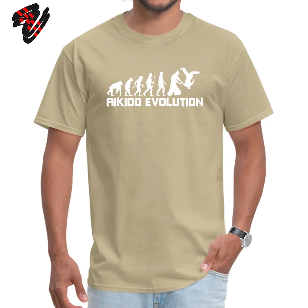 Aikido Evolution хлопковая ткань мужские футболки с короткими рукавами уличные футболки на День отца Топ для отдыха футболка простой с круглым воротом Футболка - Цвет: Beige