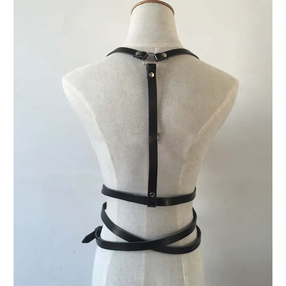 

Belt Women Sexy Harajuku O-ring Garters Faux Leather Women Body Bondage Cage Sculpting Harness Waist Belt Straps Suspenders Belt