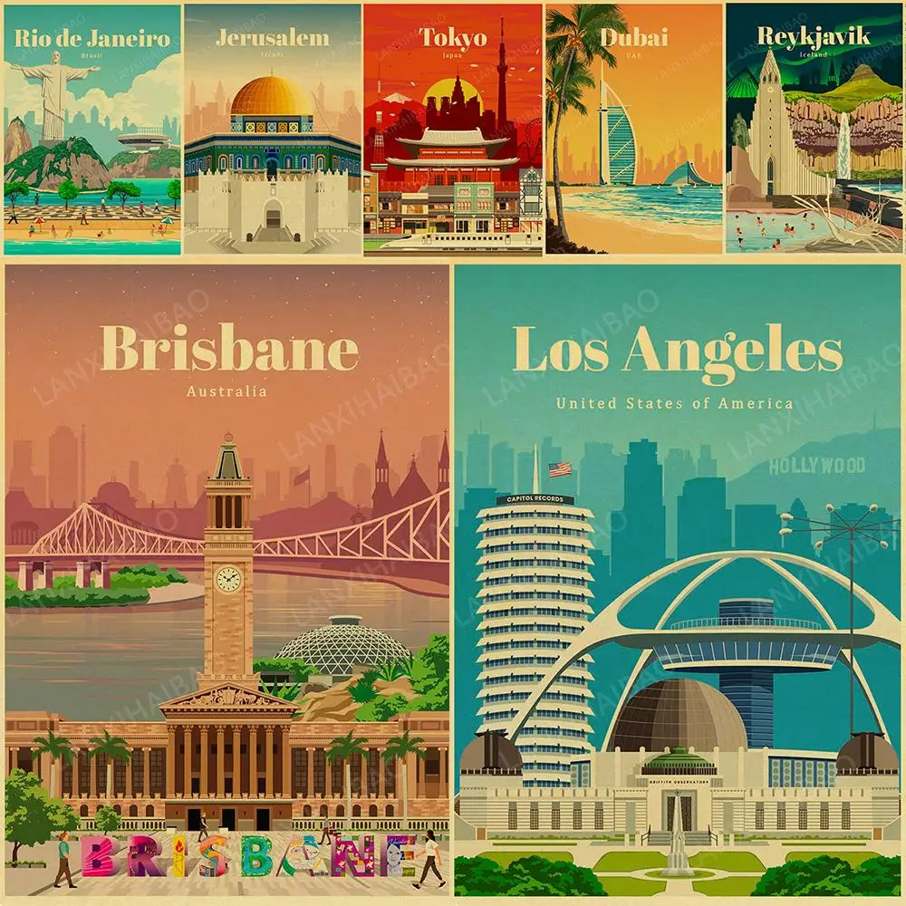 Наклейка на стену в стиле ретро с изображением знаменитого города Вашингтона