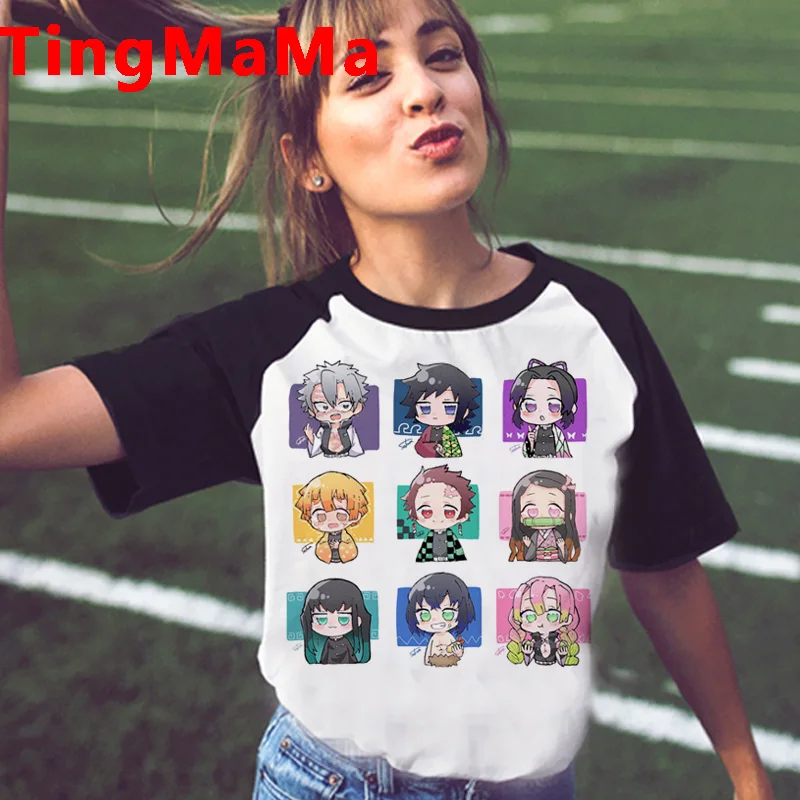 Футболка женская в японском стиле топ с рисунком Демонов и убийц мультяшный