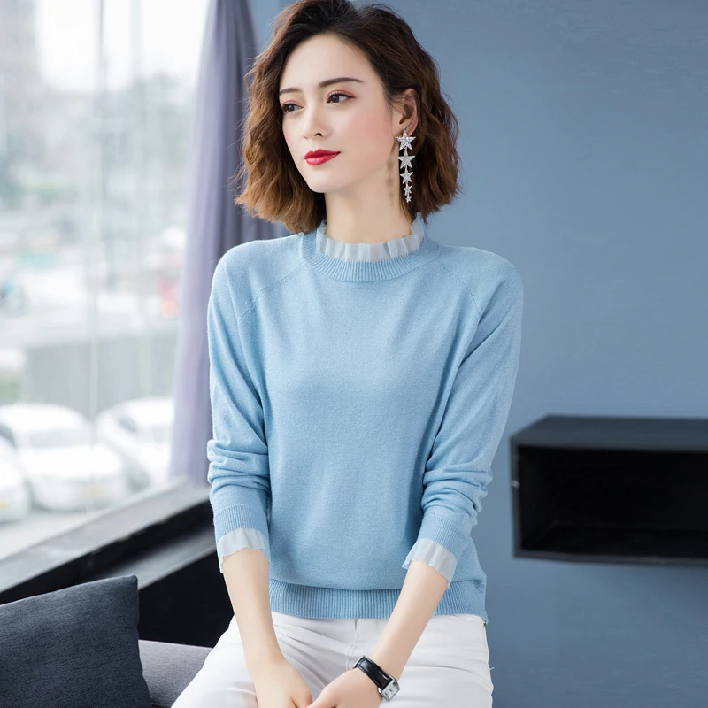 

Женская Нижняя рубашка с воротником-стойкой, женский новый популярный белый вязаный свитер 2021