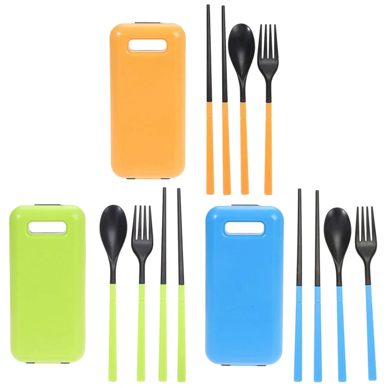 Outdoor Camping 3 In 1 Folding Tableware Environmental Abs Material Cutlery Set Chopsticks Spoon Fork Hiking Travel Port | Спорт и