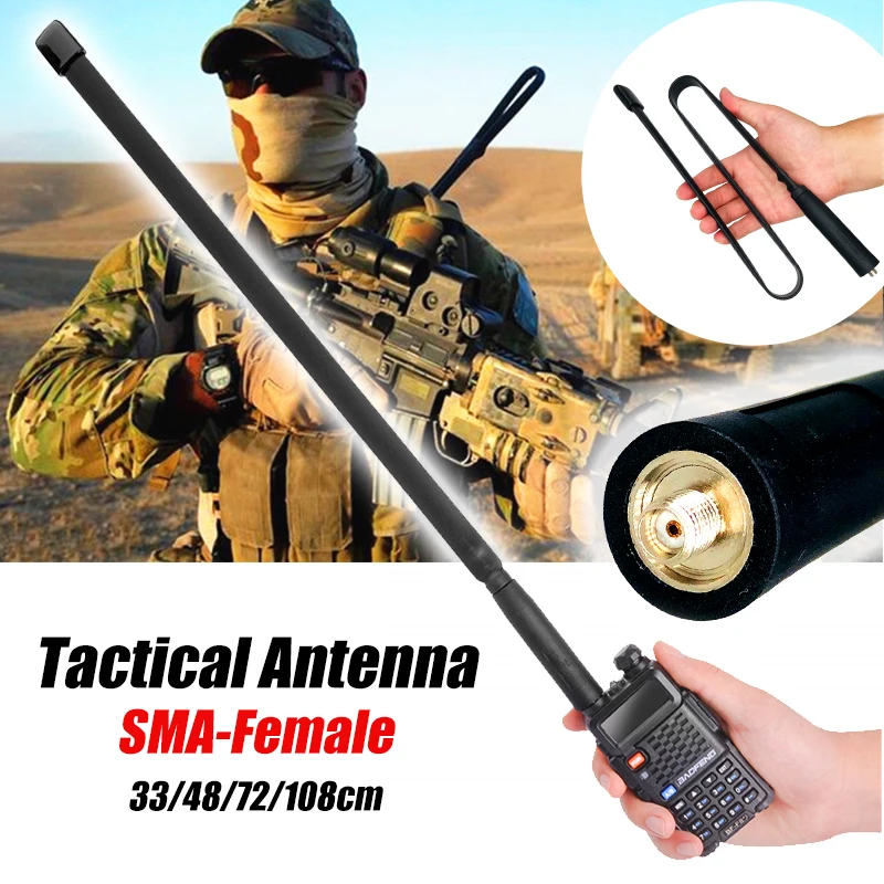 SMA-углеродистая сталь, тактический антенна Baofeng разъем иди и болтай Walkie Talkie “иди и 144/430 МГц 33/48/72/108 см для UV-5R UV-82 Motorola Любительское радио, Си-Би радиосвязь
