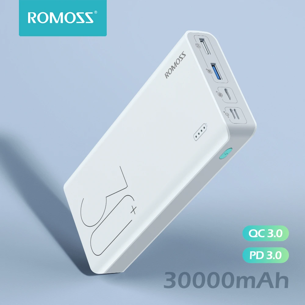  ROMOSS Sense 8 + внешний аккумулятор Пауэр банк 30000 мАч QC PD 3,0 Быстрая зарядка Повербанк 30000 мАч портативное Внешние аккумуляторы для Xiaomi Mi 
