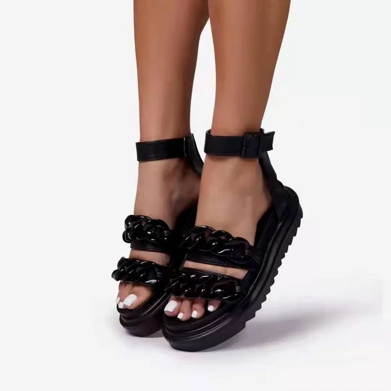 

Women's Sandals Solid Color Retro Buckle Platform Casual Shoes Comfortable and Lightweight Outdoor Open-toed Women's Shoes 2021