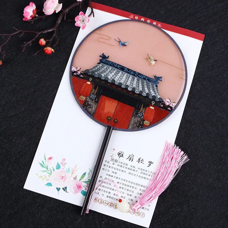 

Palace Hand Fan Classical Two-sided Semi Transparent Manual Suzhou Embroidery Fan Woman Handle Vintage Bambu Chinese Hanfu Fan