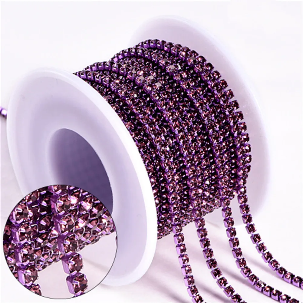 10 ярдов кристаллов Стразы Закрытая цепочка прозрачная Обрезка когтей для шитья