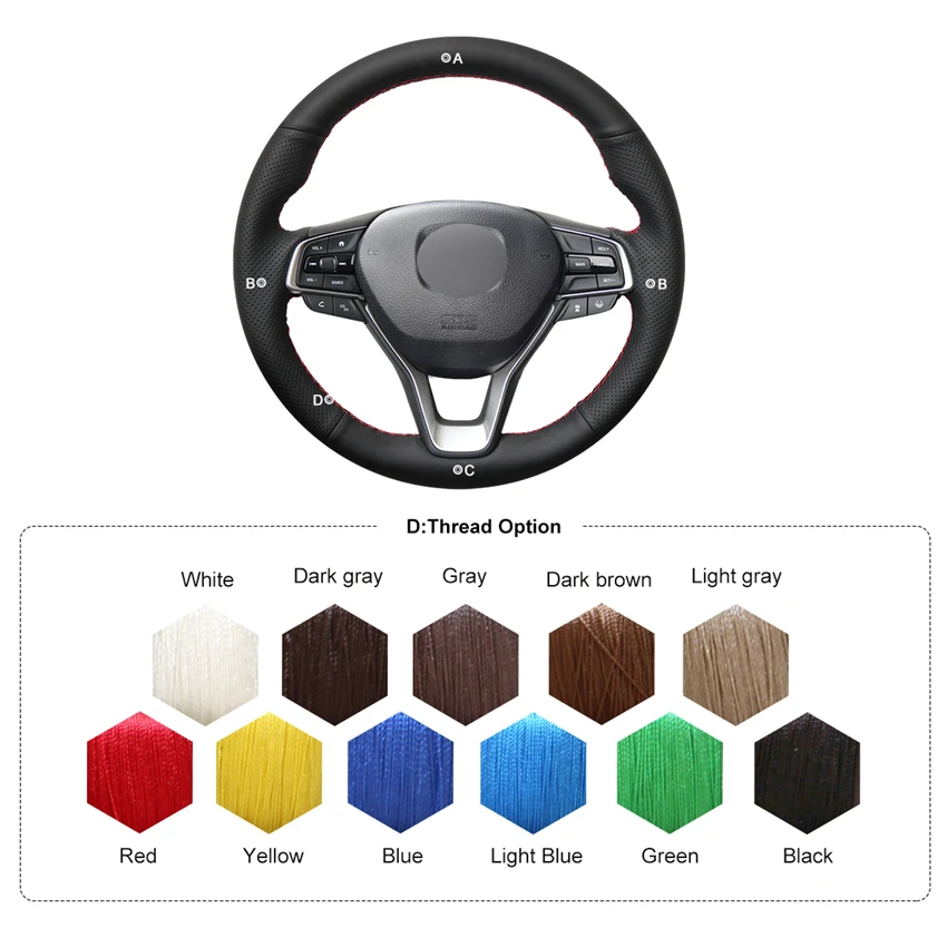 

MEWANT Black Artificial Leather Hand Sew Car Steering Wheel Covers for Honda Accord 10 2018-2021 Insight 2019 2020-2021