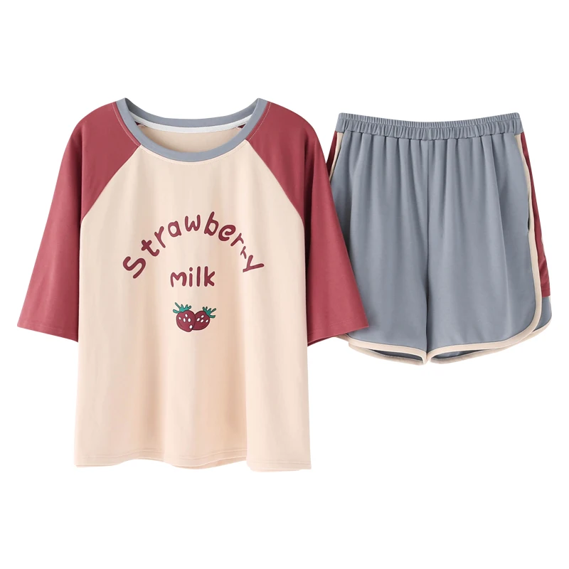 

Pajamas Women's Summer Cotton Short-sleeved Sleepwear Thin Pyjamas Loose Casual Cute Fashion Student Home Clothes Two-pieces