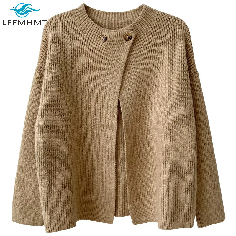 

Women Spring Autumn New Fashion Open Stitch Long Sleeve Solid Color O-Neck Cardigan Office Lady Elegance Knitwear Chic Sweaters