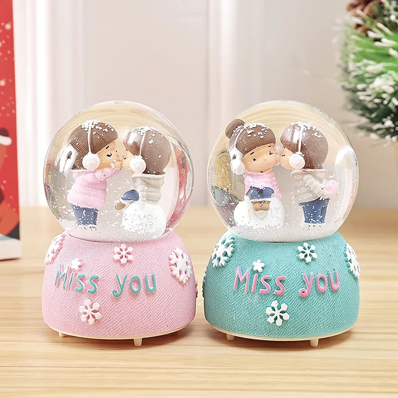 Красочные блестящие романтичные пары Девочки плавающий Снежинка музыкальная