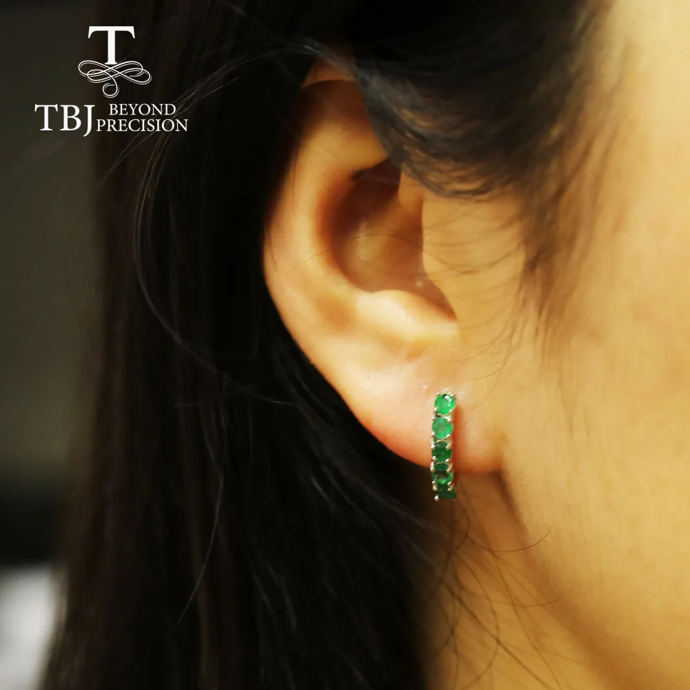 Small simple real Emerald Jewelry Set natural Zambia green emerald Round 3mm gemstone Ring earring 925 sterling silver tbj | Украшения и