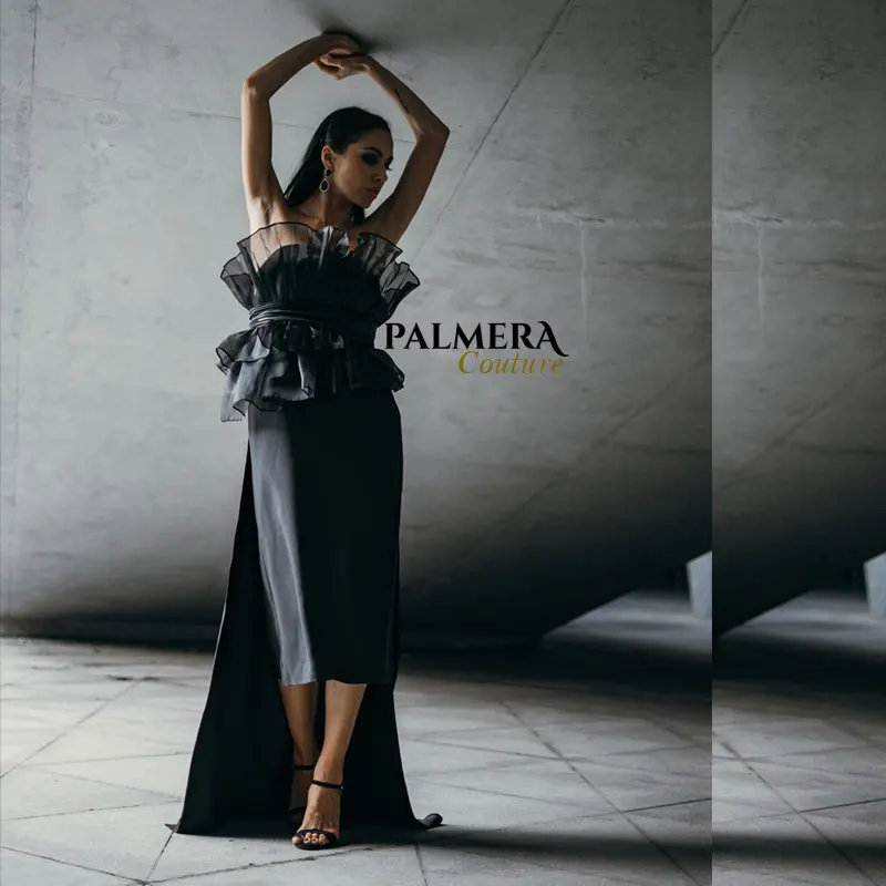 Palmera кутюр с открытыми плечами цветы отрезное платье средней длины Вечеринка