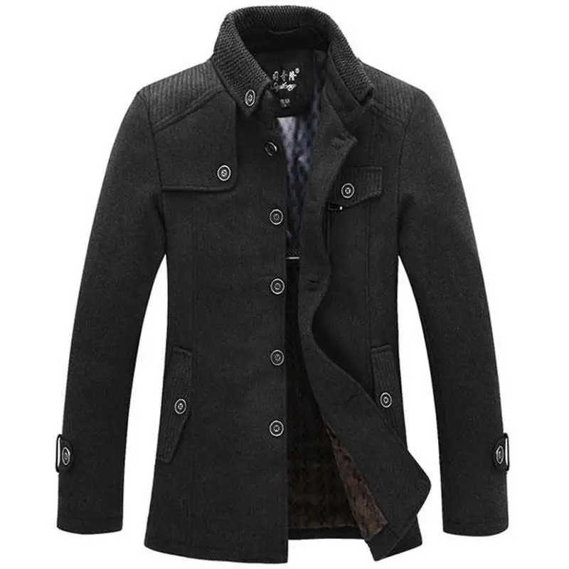 

Men's Warm Fleece 2019 NewWinter Jakets For Men Parks Stand-up Collar Men's Windbreaker Casual Wool Jacket Thickened Woolen Coat