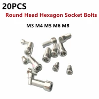 20 pcslot carbon steel galvanized round head hexagon socket bolts m3 m4 m5 m6 m8 screw aluminum profile accessories