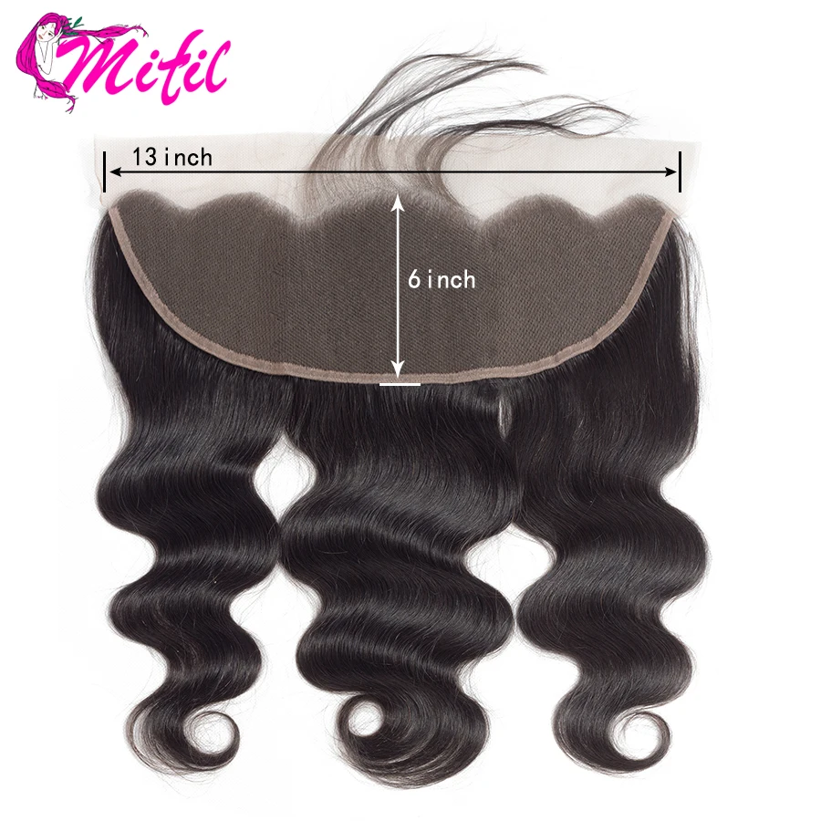 13x6 Lace Closure Mifil волосы индийские волнистые фронтальные Закрытие с волосами младенца Remy человеческие волосы 13x4 уха до уха Кружева Фронтальная Закрытие - Цвет: 13x6 Lace Closure
