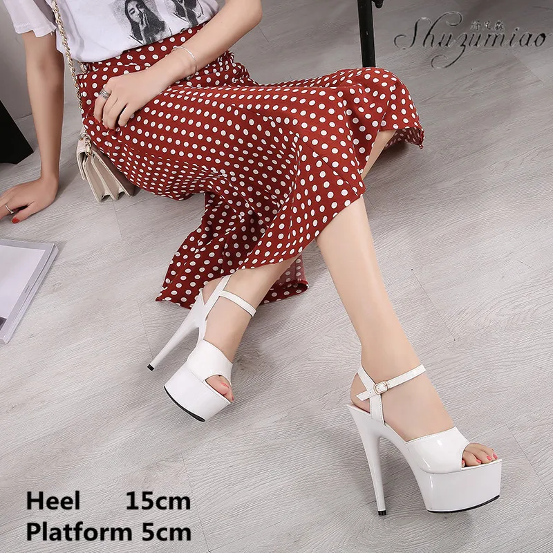 

Large Size Girls Pole Dance Shoes Stripper 15CM Platform Super High Heels Sexy Women Party Club Wedding Show Shoes Model Sandals