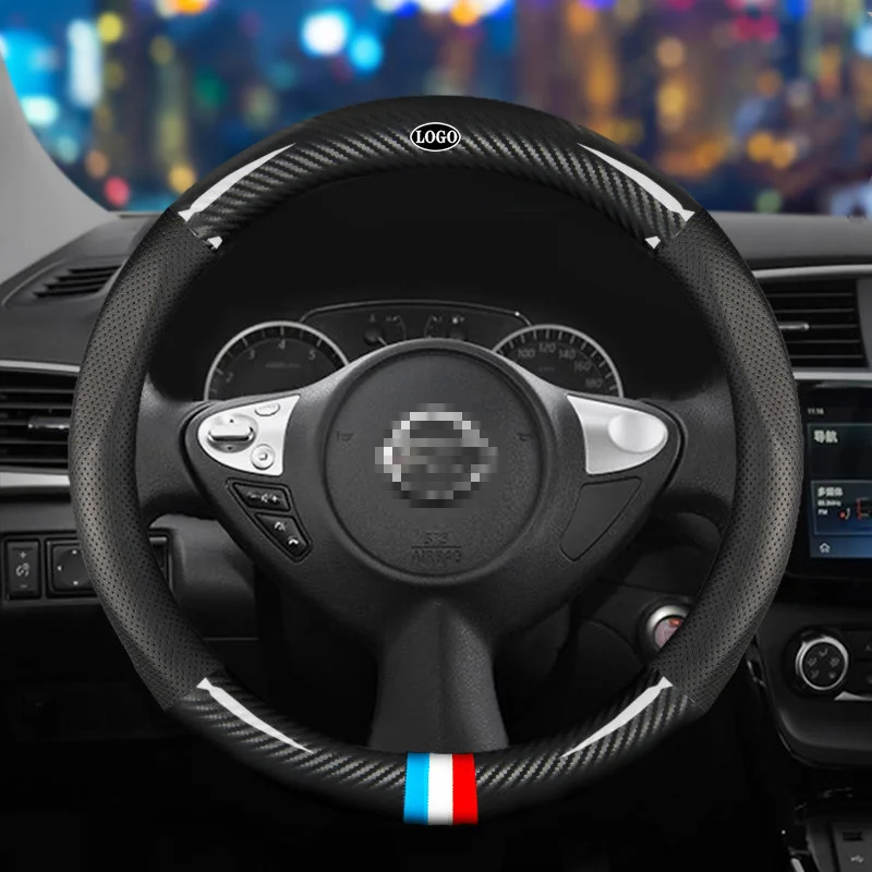 

Car Carbon Fiber Steering Wheel Cover 38cm for Nissan All Models Almera X-Trail Navara Auto Interior Accessories Car styling