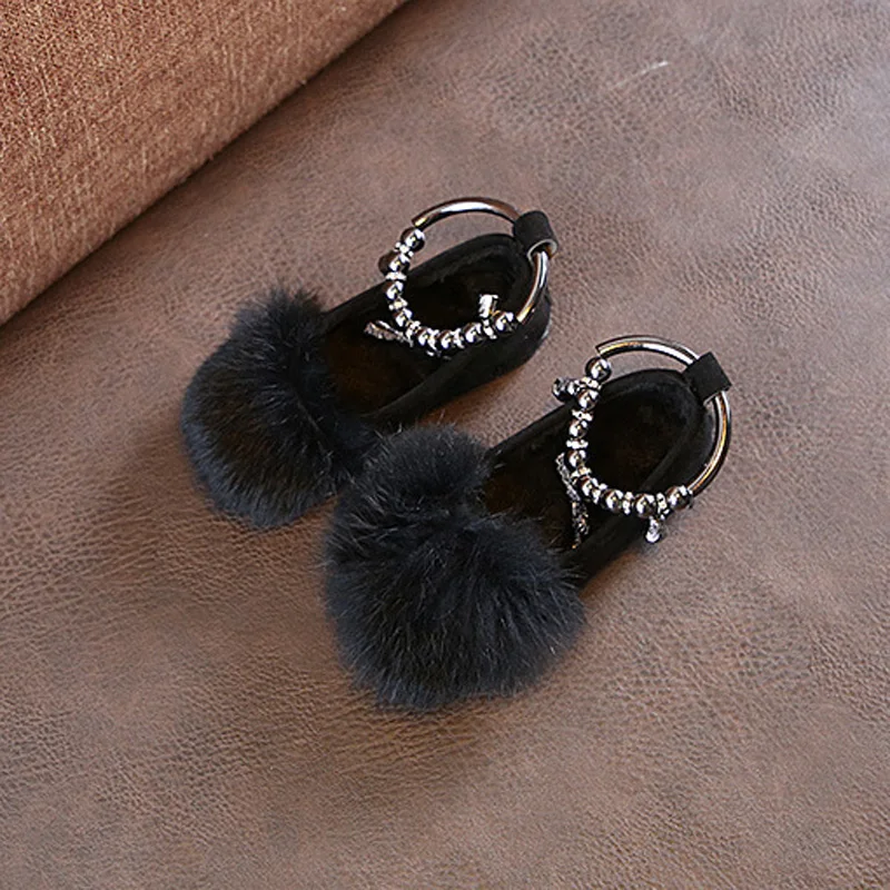 Детская обувь для девочек Новинка сезон осень кожаные туфли Теплый плюш без