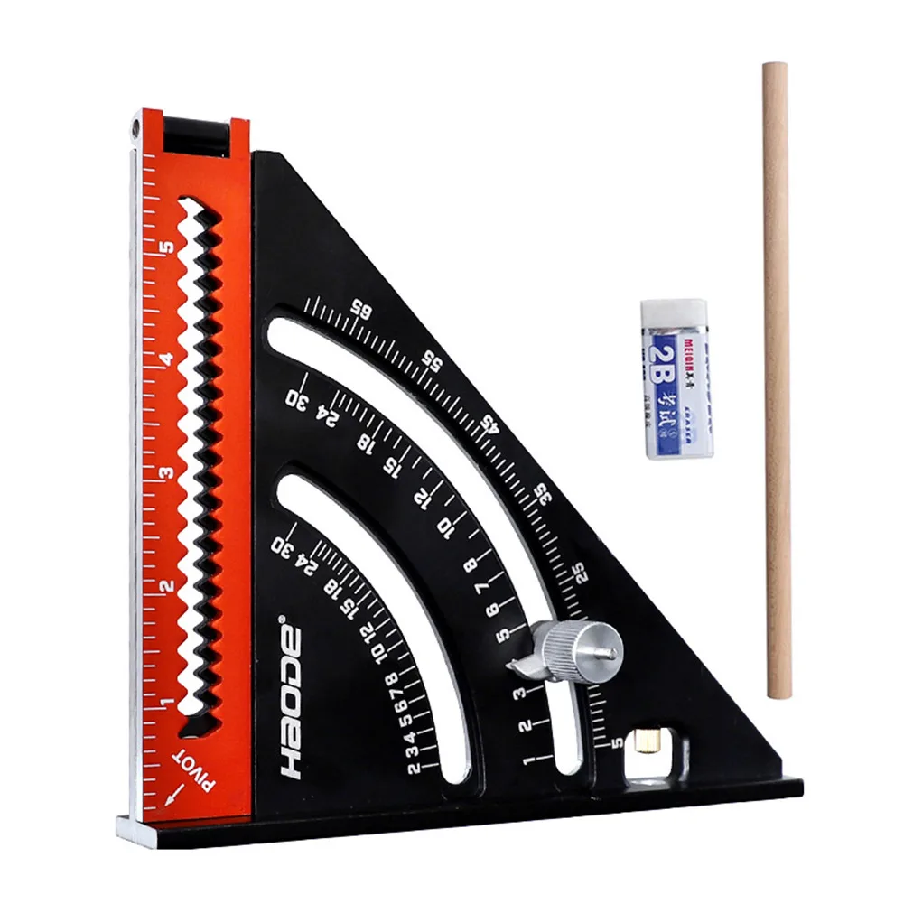 

Aluminum Alloy Folding Triangle Ruler Positioning Angle Protractor Layout Gauges Square Measuring Ruler with Pencil Eraser