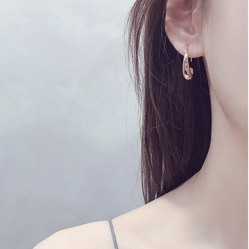 

XIYANIKE 925 Sterling Silver Stud Earrings for Women French Trendy Gold Plated C Shape Earring Bride Jewelry Prevent Allergy