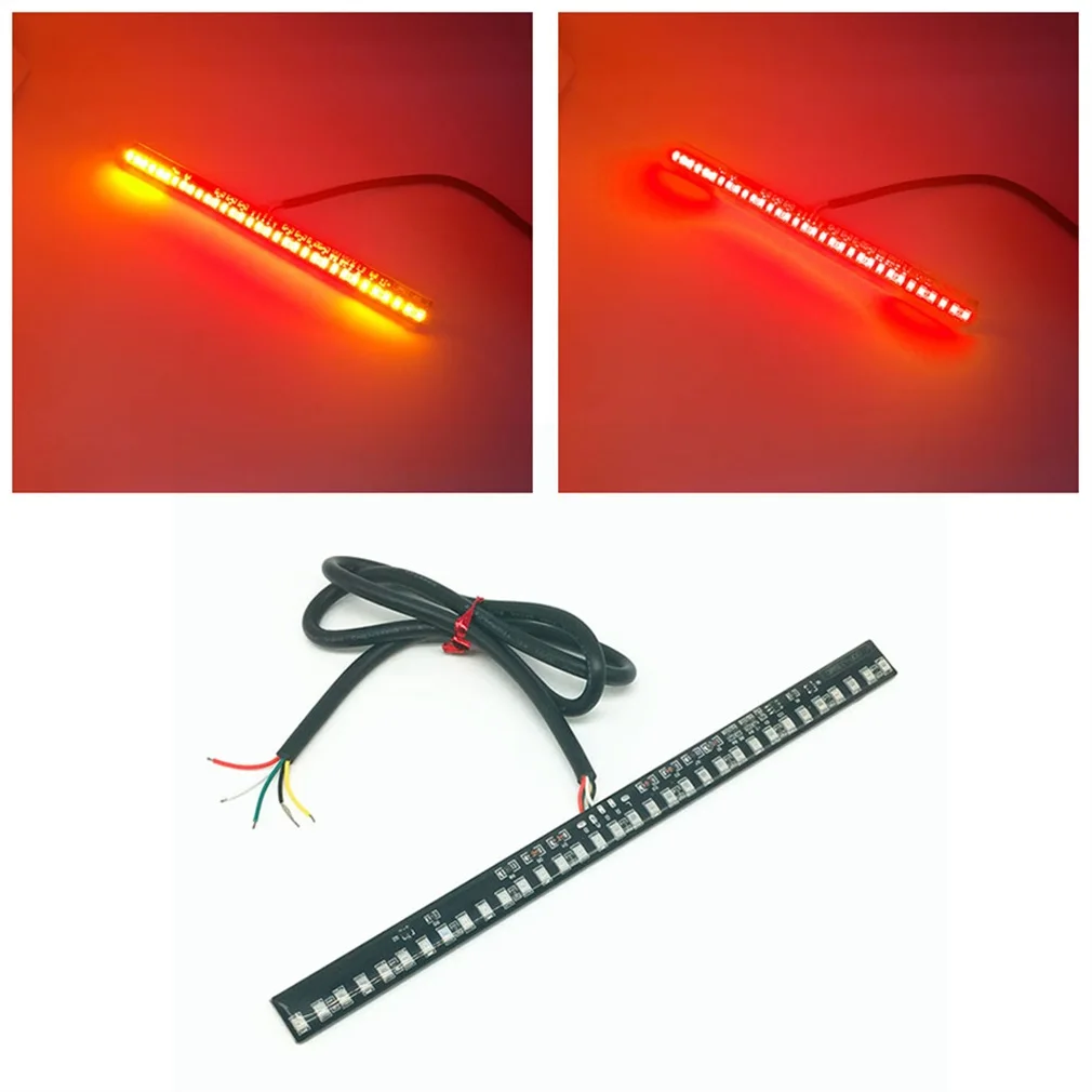 

33 SMD 0.09WLED Integrated Motorcycle Light Strip License Plate Lamp Tail Brake Light Turn Signal Indicator Lamp Red/Yellow