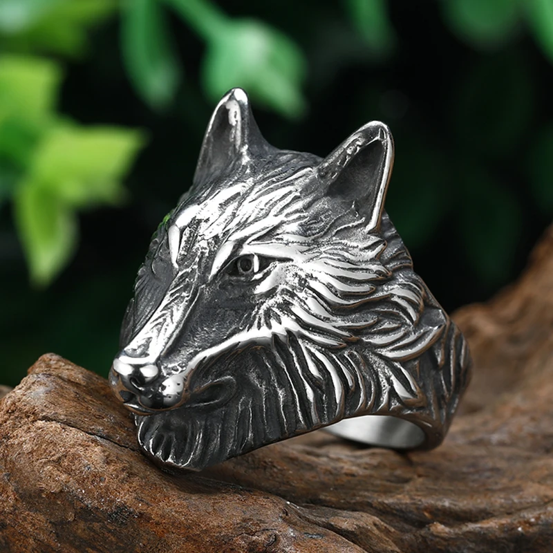 Stainless Steel Hight Quality Wild Wolf Head Biker Rings Mens Fashion Animal Viking Jewelry Cool Stuff Vintage Style Man Anel | Украшения и