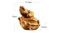 12cm Two Mandarin Duck Chinese Craft Feng Shui Solid Wood Sculpture Wooden Gift home deocr