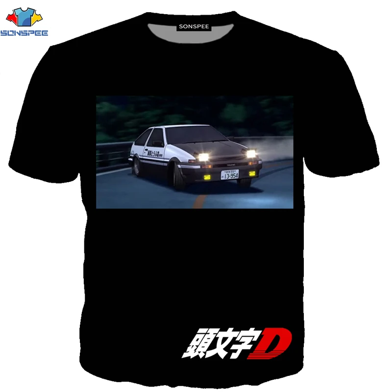 SONSPEE Мужская футболка Начальная D классная AE86 с изображением автомобиля аниме