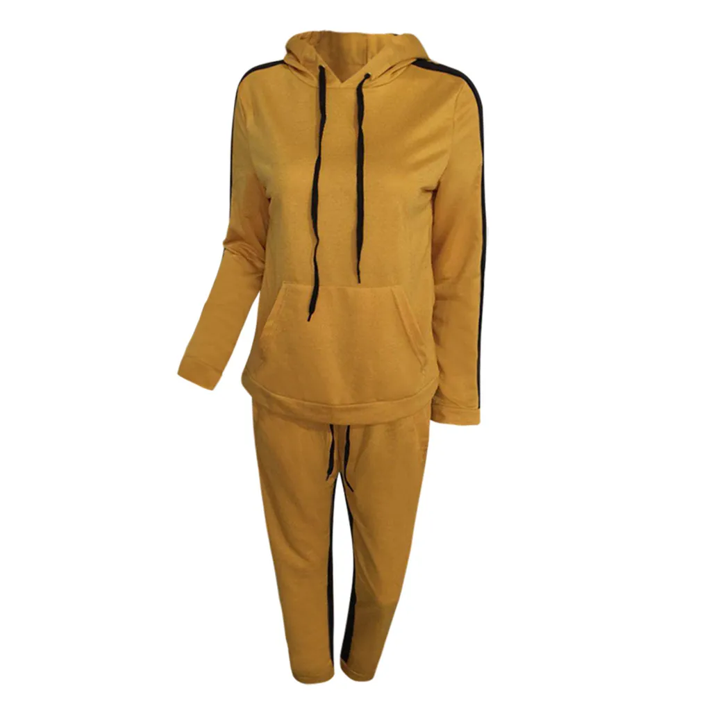 Повседневный Спортивный костюм женский осенний комплект 2018 из двух предметов