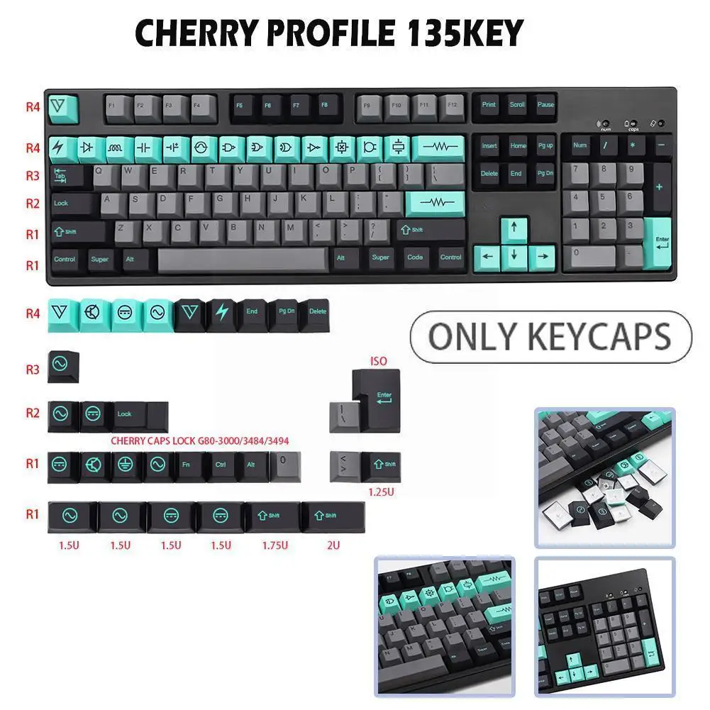 

135 клавиш электрическая клавиатура механическая клавиатура колпачки для клавиш Pbt Материал колпачки для клавиш F9x2