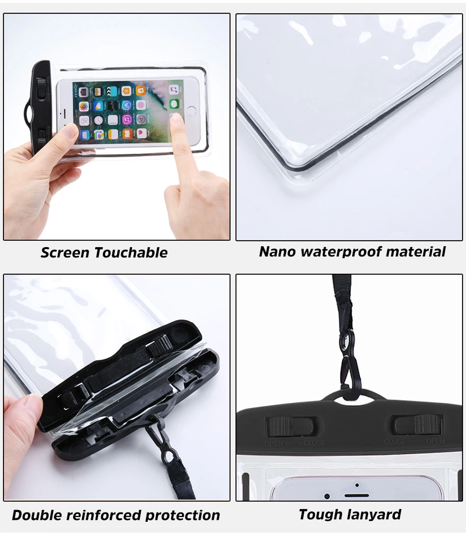 Waterproof Cell Phone Case For Iphone 6/6s/7/8 Plus Transparent Dry Bag Luminous Underwater Swimming Protector Cover Pods |