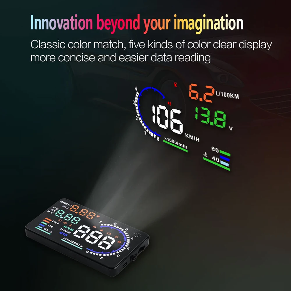Автомобильный проектор лобового стекла Prazata 5 дюйма светодиодный сканер OBD2
