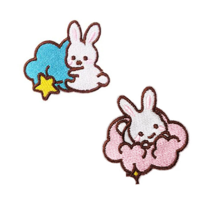 

Cute Animals Sweet Rabbit Patch Iron On Embroidered For Clothing Cartoon Anime Patches For Kid Clothes Applique Stickers T-shirt